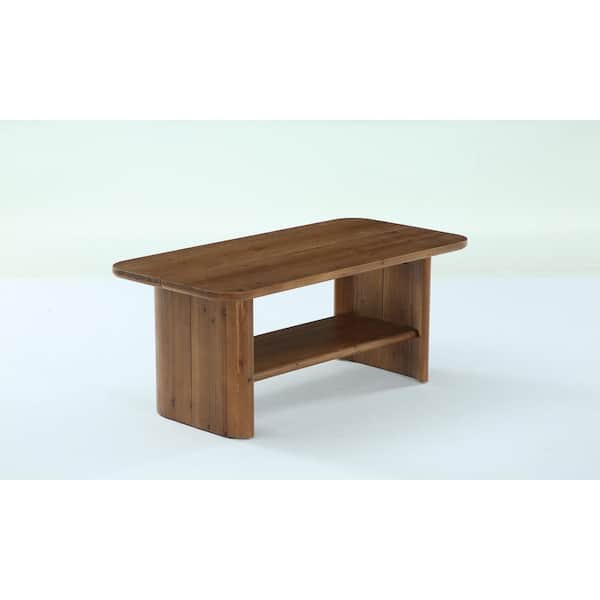 BYBLIGHT Kerlin 47 in. Brown Rectangle Solid Wood Coffee Table