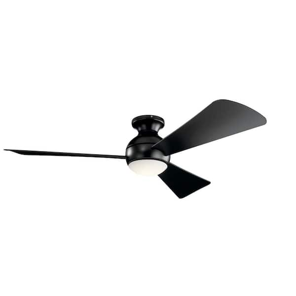 KICHLER Sola 54 in. Indoor/Outdoor Satin Black Low Profile Ceiling Fan ...