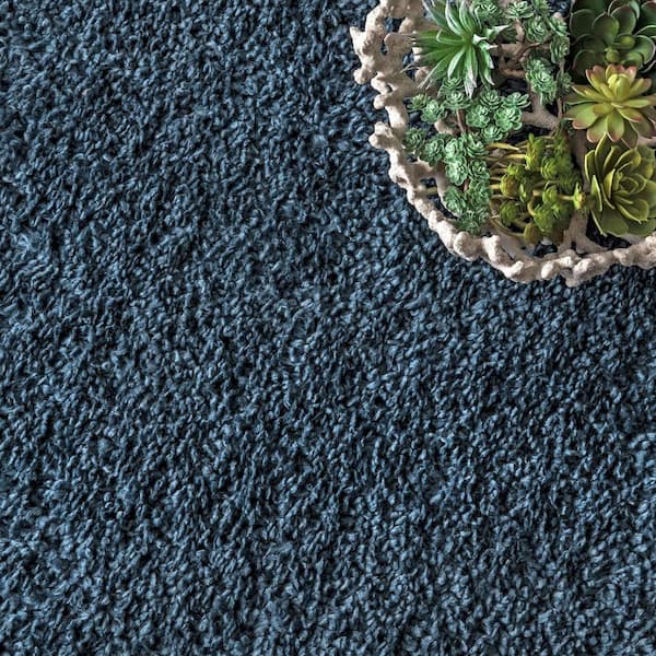 Neva Plush Shag Blue 9 ft. x 12 ft. Area Rug