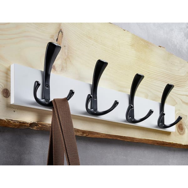 19.6 in. White and Stainless Steel 4 Double Hook Rail