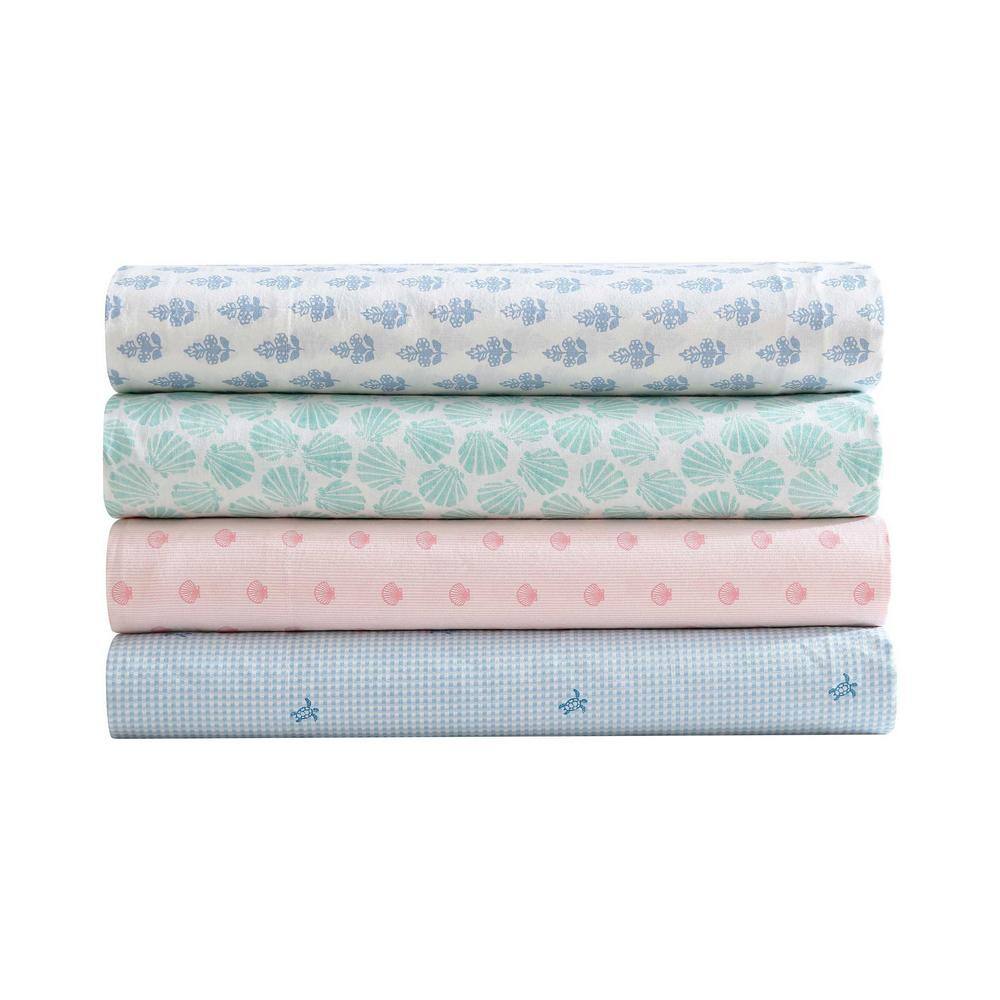 Laura Ashley Blue Cotton Percale Twin Sheet Set