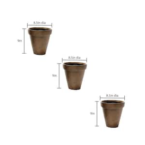Small Composite Fence Pots Plain for Shadow Box Fences in a Dark Terracotta Finish (Set of 3)