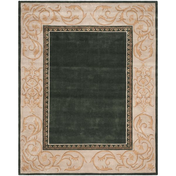 Total Performance 8 ft. x 10 ft. Green/Ivory Border Floral Area Rug