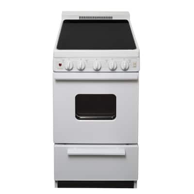 20 in. 2.42 cu. ft. Freestanding Smooth Top Electric Range in White