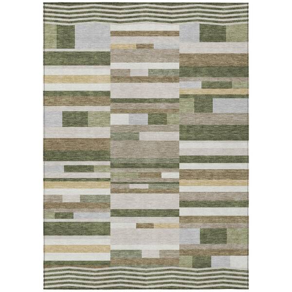 Chantille Machine Washable Indoor/Outdoor Abstract ACN2820 Olive 10 ft. x 14 ft. Area Rug