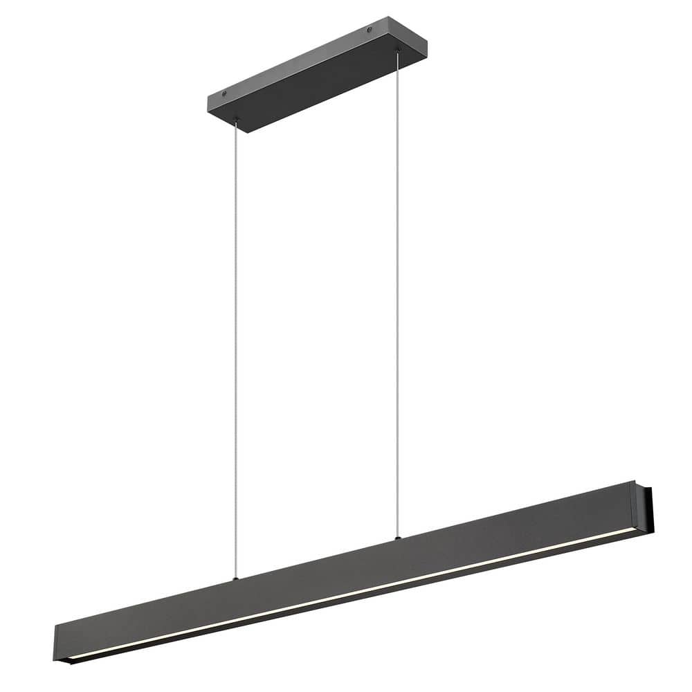 Hudson 55 inch Matte Black 1 Light Integrated LED Linear Chandelier with Fr