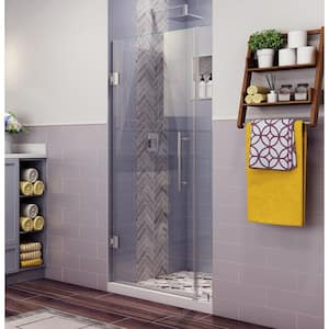 Belmore 28.25 in. to 29.25 in. x 72 in. Frameless Hinged Shower Door in Stainless Steel