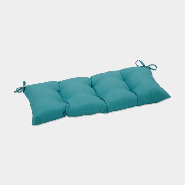 Pillow Perfect Solid Rectangular Outdoor Bench Cushion in Blue