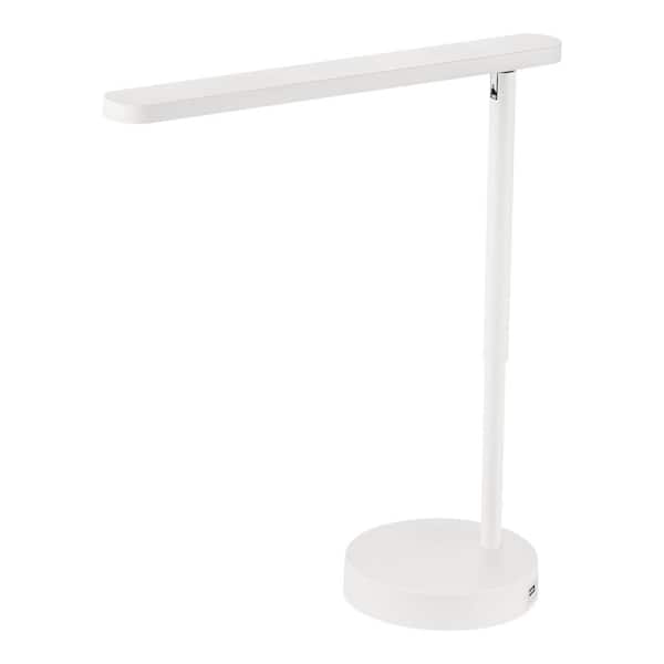 Hampton Bay 21 in. White Task Lamp LED with 5-Volt 2 Amp USB with Night Light