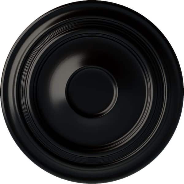Ekena Millwork 24-3/8" x 1-1/2" Traditional Urethane Ceiling Medallion (Fits Canopies upto 5-1/2"), Hand-Painted Jet Black