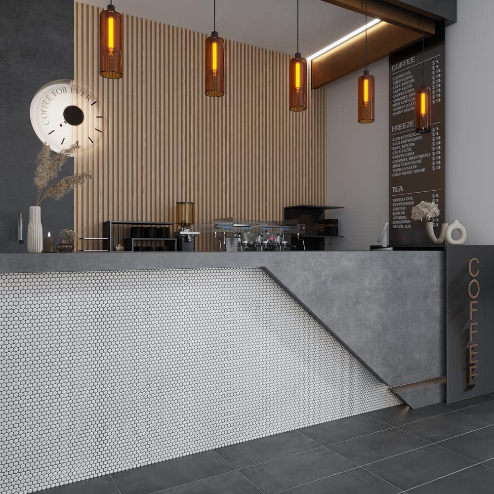 Cotton White Glossy Penny Round Porcelain Mosaic Tile