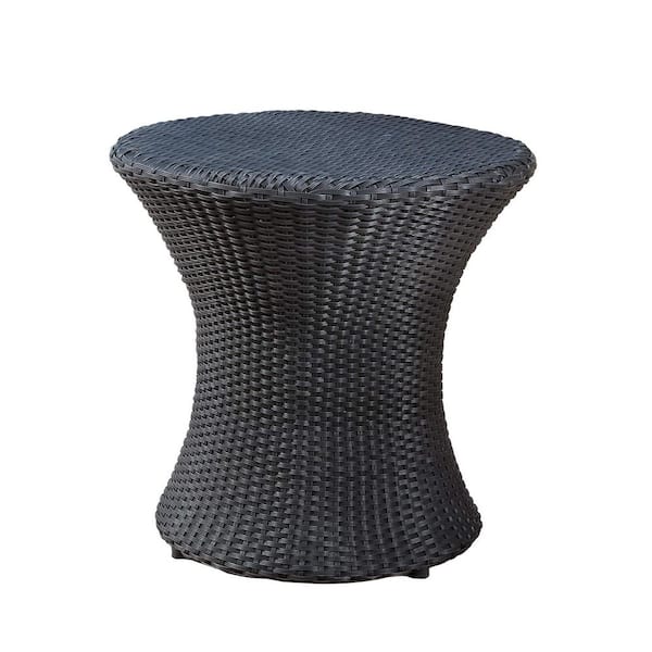 Unbranded Black Wicker Round Outdoor Accent Table