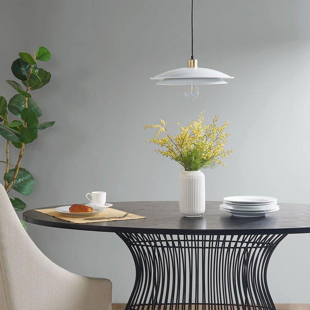 1 Light White 2-Tier Layered Shade Chandelier for living room or bedroom with no bulbs included price history on PriceWatchPro