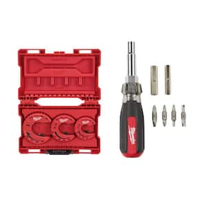 Close Quarters Copper 1/2 in. to 1 in. Tubing Cutter Set and 13- in-1 Screwdriver with Schrader Bit