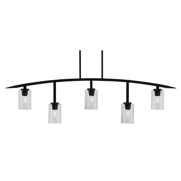 Unbranded Siena 5-Light Matte Black Billiard-Light with Smoke Bubble Glass Shades