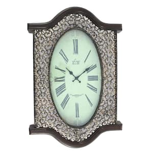Brown Scalloped Wooden Top and Bottom Wall Clock