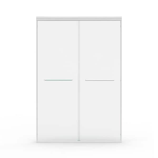 44 in.-48 in. W x 72 in. H Semi-Frameless Double Sliding Shower Door in White with Tempered Safety Glass