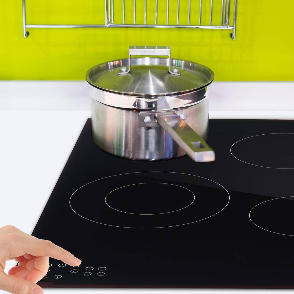 30" Black Glass Electric Cooktop with 4 Radiant Burners