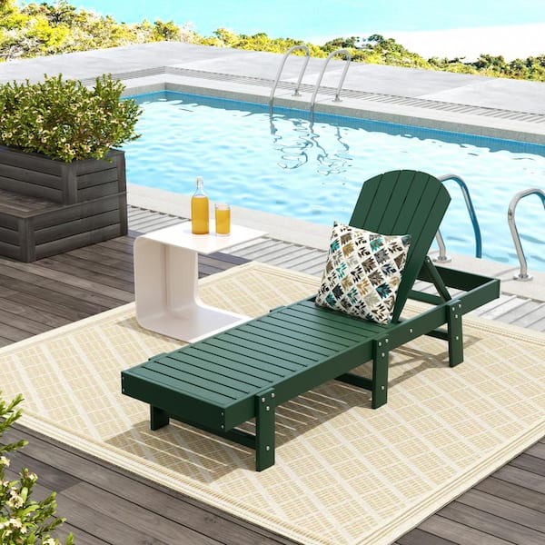 WESTIN OUTDOOR Altura Dark Green HDPE Plastic Outdoor Adjustable Backrest Classic Adirondack Chaise Lounger