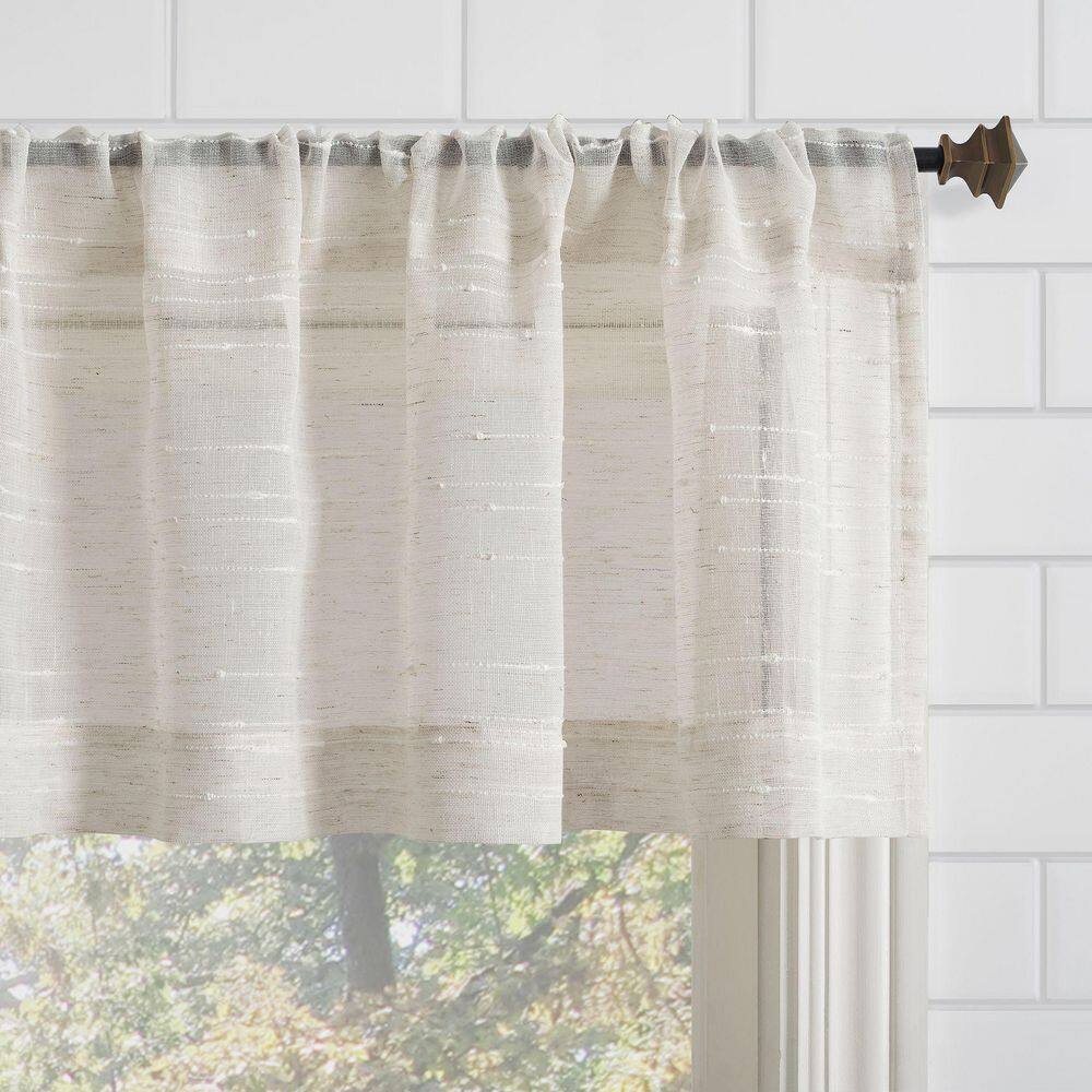 Linen Blend Sheer Rod Pocket Kitchen Curtain Tier Pair