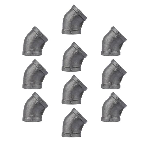 PIPE DECOR 1/2 in. Black Iron 45 Degree Elbow (10-Pack)
