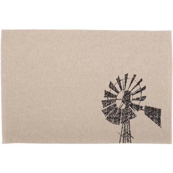 VHC BRANDS Sawyer Mill Windmill 12 in. W x 18 in. L Beige/Cream Khaki Asphalt Cotton Placemat (Set of 6)