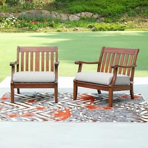 Wales Solid Wood Outdoor Lounge Chair with Oyster Cushion (2-Pack)