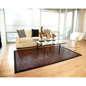 Cobblestone Mahogany Brown with Black Border 7 ft. x 10 ft. Area Rug