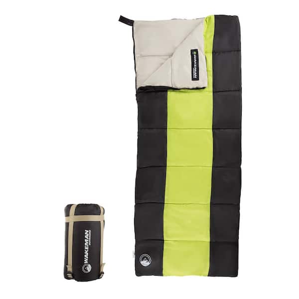 Wakeman Outdoors Kids Lightweight Sleeping Bag with Carrying Bag and  Compression Straps in Neon Green/Black HW4700051 - The Home Depot