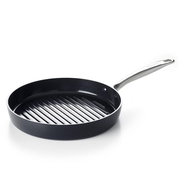 GreenPan Chatham Black Prime Midnight Hard Anodized Healthy Ceramic Nonstick, 11 in. Grill Pan