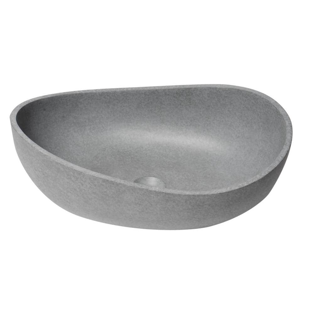 Gray Matte Ceramic Oval Above Mount Bathroom Sink