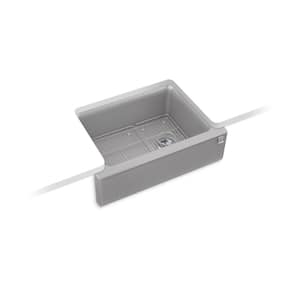 Cairn Matte Grey Solid Surface 29.6875 in. Single Bowl Undermount Kitchen Sink