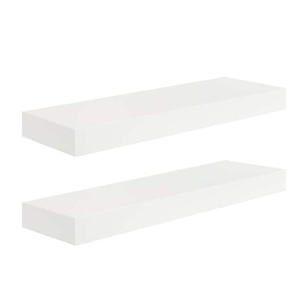 Kate and Laurel Havlock 24 in. W x 8 in. D White MDF Floating Shelf Decorative Wall Shelf