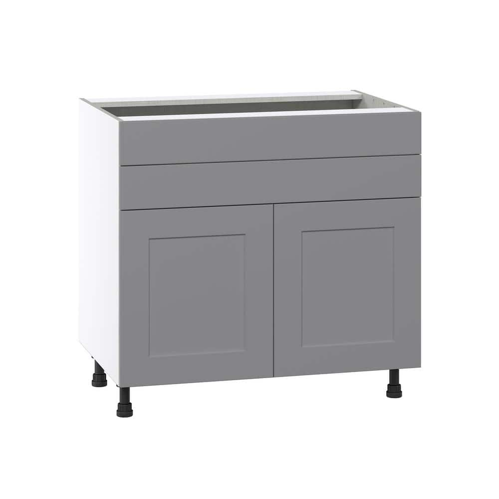 J COLLECTION Bristol Painted Slate Gray Shaker Assembled Base Kitchen ...