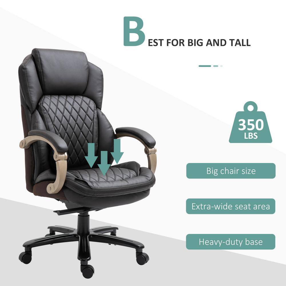 Brown High Back Leather Executive Swivel Chair with Adjustable Arms