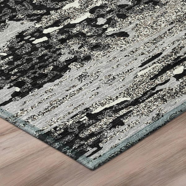 Chantille Machine Washable Indoor/Outdoor Abstract ACN2987 Black 10 ft. x 14 ft. Area Rug