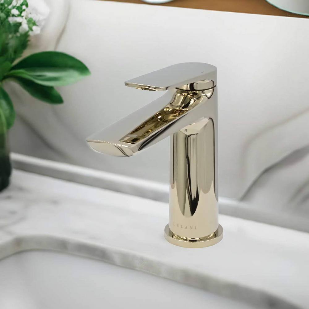 Champagne Gold Polished Brass Single Handle Bathroom Faucet