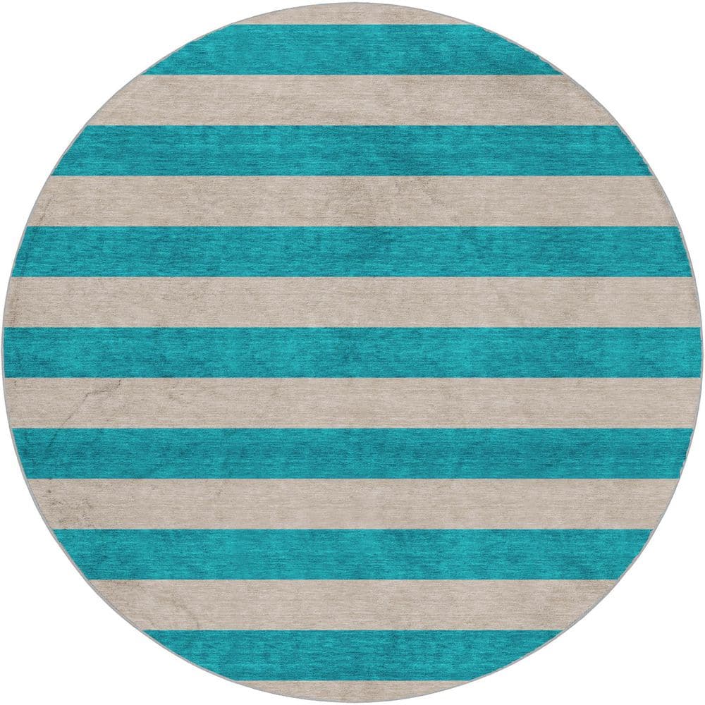 Dream Shag Premium Machine Washable Abstract ADS530 Turquoise 8 ft. x 8 ft. Round Rug price history on PriceWatchPro