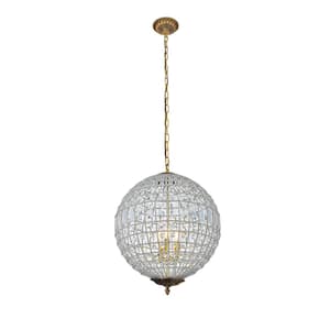 Timeless Home 18 in. 3-Light French Gold Pendant Light, Bulbs Not Included