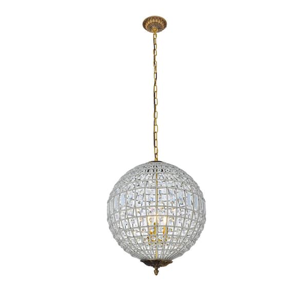 Unbranded Timeless Home 18 in. 3-Light French Gold Pendant Light, Bulbs Not Included