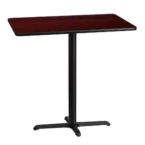 30 in. x 42 in. Rectangular Black and Mahogany Laminate Table Top with 22 in. x 30 in. Bar Height Table Base