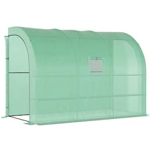 10 ft. W x 5 ft. D x 7 ft. H Walk-In Greenhouse, Plant Nursery with 2 Roll-up Doors and Windows, PE Cover