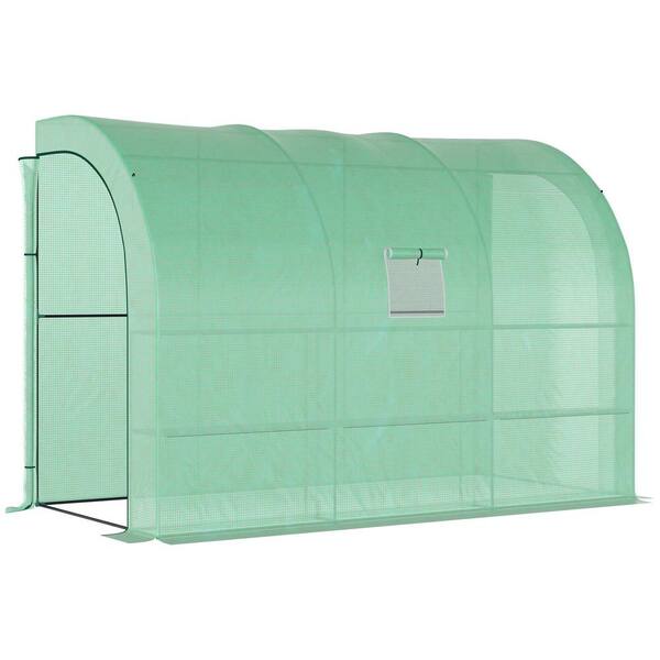 Otryad 10 ft. W x 5 ft. D x 7 ft. H Walk-In Greenhouse, Plant Nursery with 2 Roll-up Doors and Windows, PE Cover
