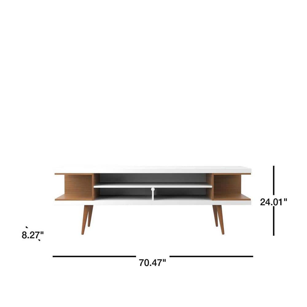 Utopia 70'' White Gloss and Maple Cream Modern TV Stand