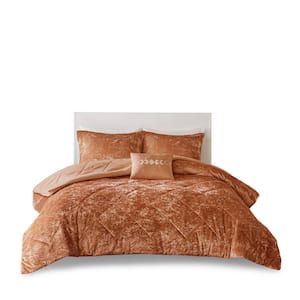 Isabel 3-Piece Rust Polyester Twin/Twin XL Velvet Comforter Set