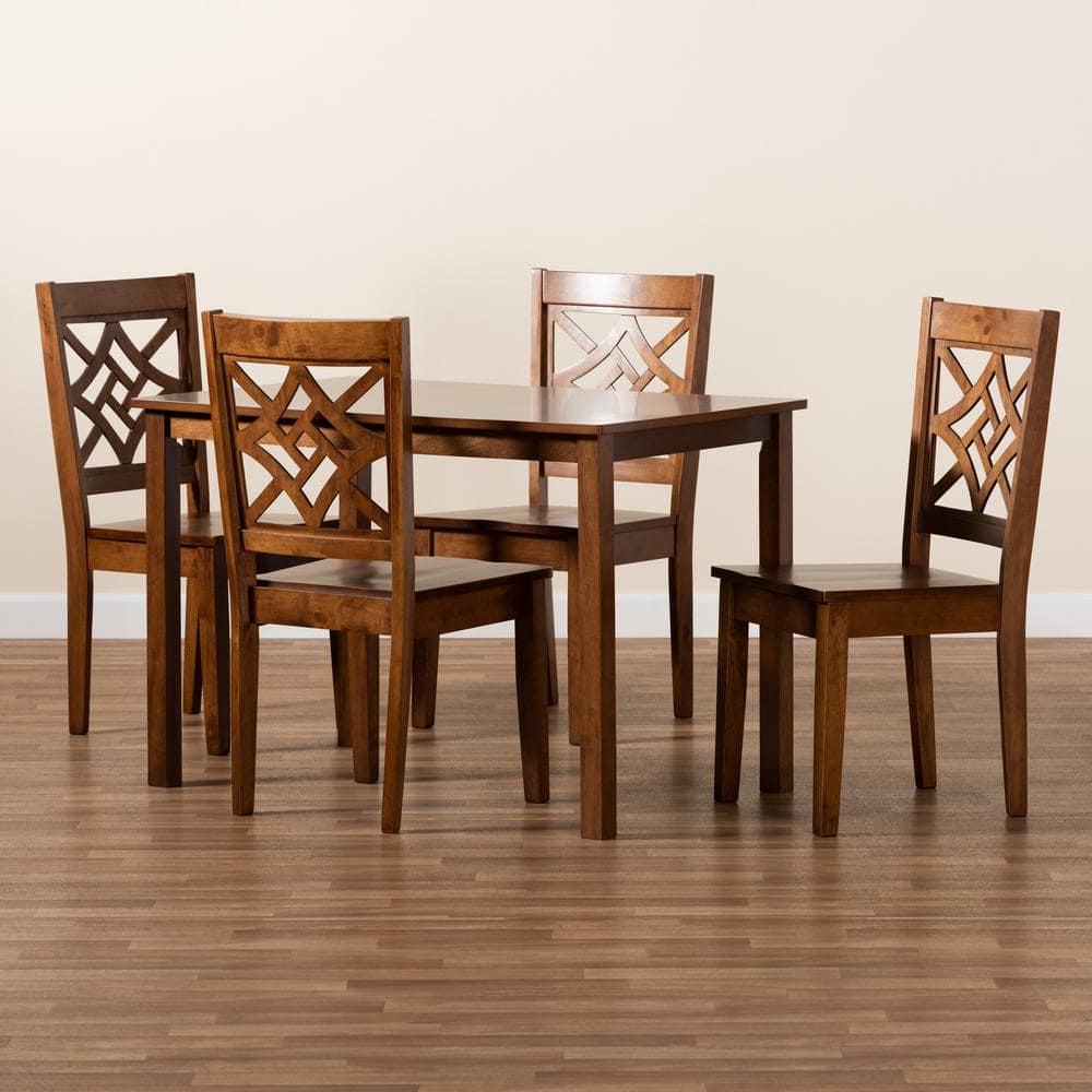 Nicolette Walnut Brown 5-Piece Wood Dining Set