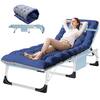 BOZTIY Patio Foldable Chaise Lounge Chair Outdoor Tanning Chair with Face Hole Folding Steel Camping Cot (1-Pack, Blue) K16SZC-W18DH