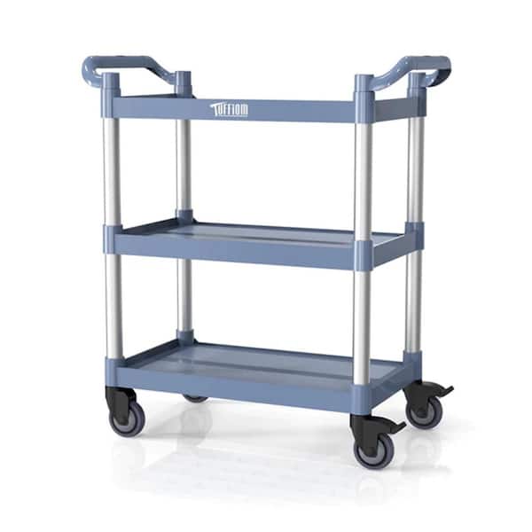 Karl home 3 Tier Medium 390 lbs. Capacity Plastic Utility Cart with Wheels Grey