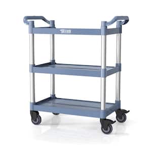 3 Tier Medium 390 lbs. Capacity Plastic Utility Cart with Wheels Grey
