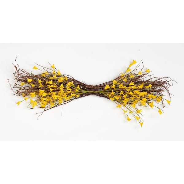 22 in. Yellow Artificial Forsythia Twig Wreath - The Home Depot
